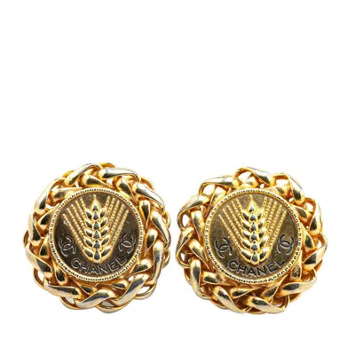 Pre-owned Chanel Vintage Coco Mark Earrings Gold