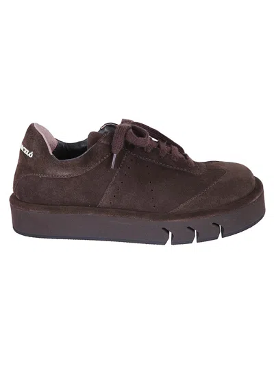 Paloma Barceló Low-top Sneakers In Brown Suede With Embossed Logo In Brown
