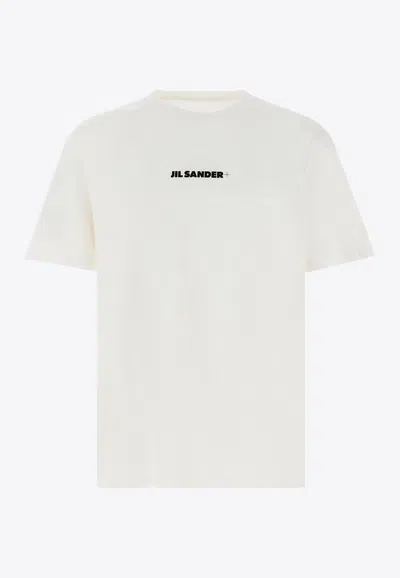 Jil Sander White T-shirt With Short Sleeves And Contrasting Logo Print In Cotton Man In White