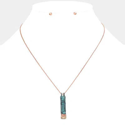 Fashnzfab Believe Hammered Metal Bar Pendant Necklace In Gold