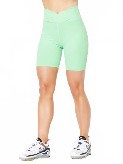 Year Of Ours Ribbed V Waist Biker Short In Summer Green In Green