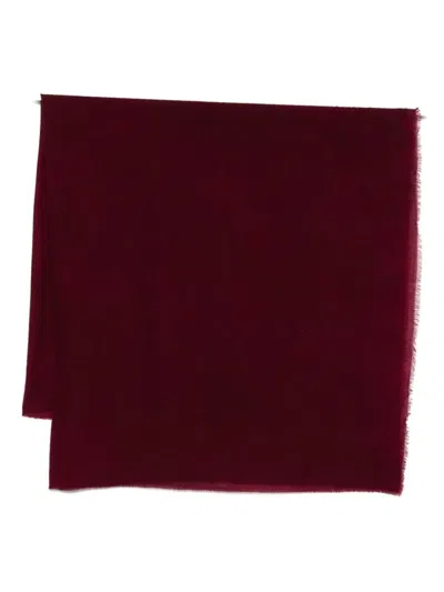 Faliero Sarti Burgundy Cashmere-wool Blend Scarves With Fringed Edges In Burgundy