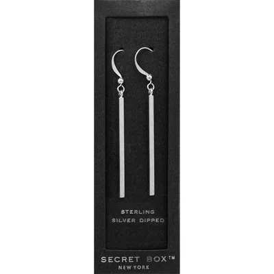 Fashnzfab Secret Box_sterling Silver Dipped Metal Rectangle Dangle Earrings - Silver In Gray