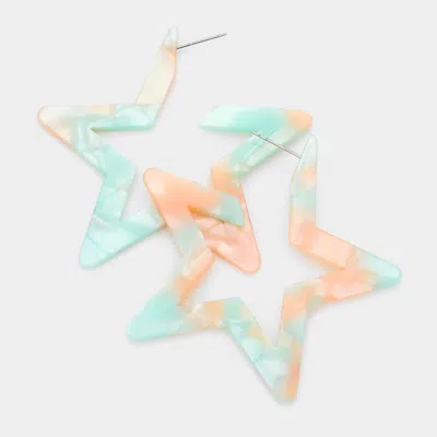 Fashnzfab Celluloid Acetate Open Star Earrings - Light, Multi In Multi