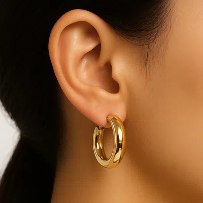 Fashnzfab 14k Gold Dipped Chunky Funny Huggie Hoop Earrings - Gold In Gold