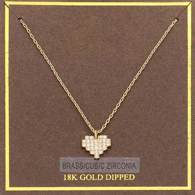 Fashnzfab 18k Gold Dipped Cz Stone Paved Mini Heart Pendant Necklace In Gold