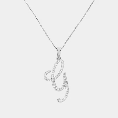 Fashnzfab -g- Cz Initial Monogram Pendant Necklace In Metallic
