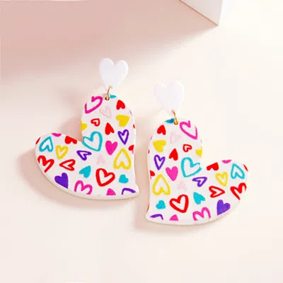 Fashnzfab Wood Heart Earrings - Multi In Multi