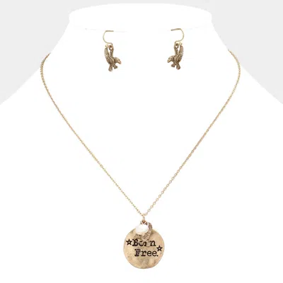 Fashnzfab Born Free Charm Pendant Necklace In Gold