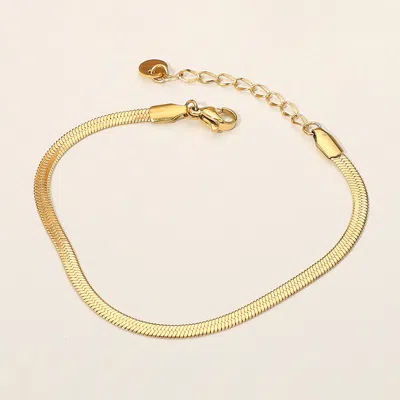 Fashnzfab Secret Box_stainless Steel Herringbone Chain Bracelet In Gold