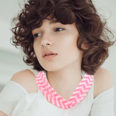 Fashnzfab Chevron Pattern Fabric Chiffon Necklace In Pink