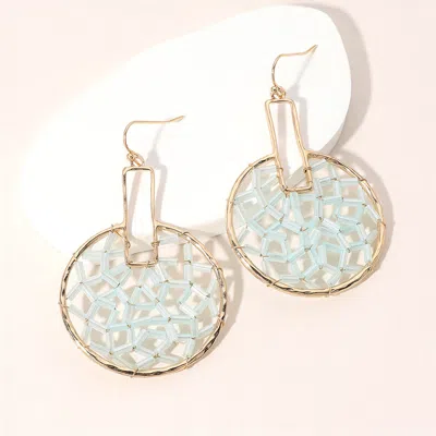 Fashnzfab Faceted Beaded Door Knocker Dangle Earrings - Gold, Mint In Gold