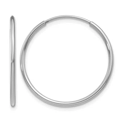 Diamond2deal 14k Gold 1.20mm Polished Endless Tube Hoop Earrings In White