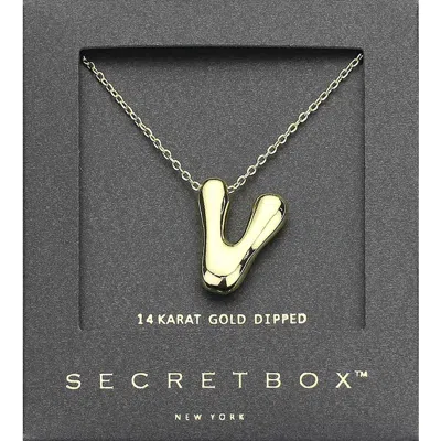Fashnzfab Secret Box_ -v- 14k Gold Dipped Bubble Initial Monogram Pendant Necklace In Gold