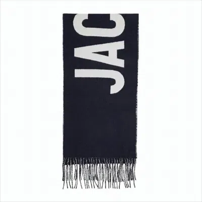 Jacquemus Long Rectangular Wool Scarf With Bold Lettering In Black