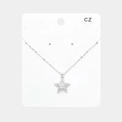 Fashnzfab Cz Stone Paved Star Pendant Necklace In Metallic