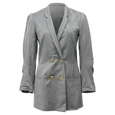 Alexander Wang Double Breasred Blazer In Grey Linen In Gray