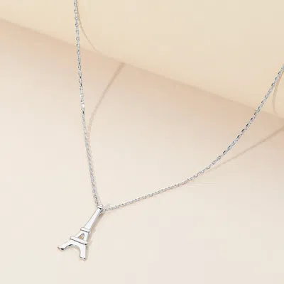 Fashnzfab Secret Box_brass Metal Eiffel Tower Pendant Necklace In Silver