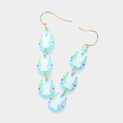 Fashnzfab Resin Easter Bunny Egg Link Dropdown Earrings - Mint In Blue