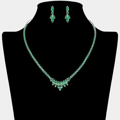 Fashnzfab Marquise Cz Stone Cluster Necklace In Blue