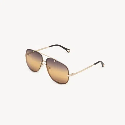 Chloé Golden Aviator Sunglasses In Gold