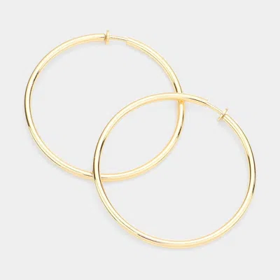 Fashnzfab 2.4 Inch Clip On Hoop Earrings - Matte Gold In Multi