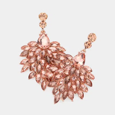 Fashnzfab Marquise Oval Cluster Shourouk Earrings - Peach, Rose Gold In Brown