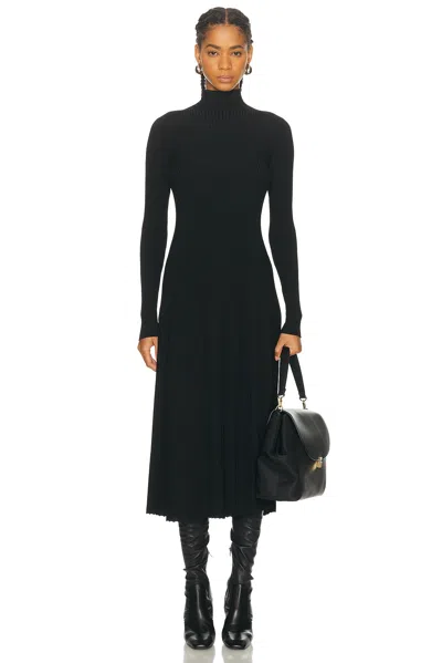 Adam Lippes Tabitha Turtleneck Rib Long-sleeve Maxi Dress In Black