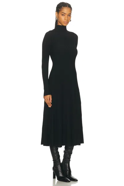 Adam Lippes Tabitha Turtleneck Rib Long-sleeve Maxi Dress In Black