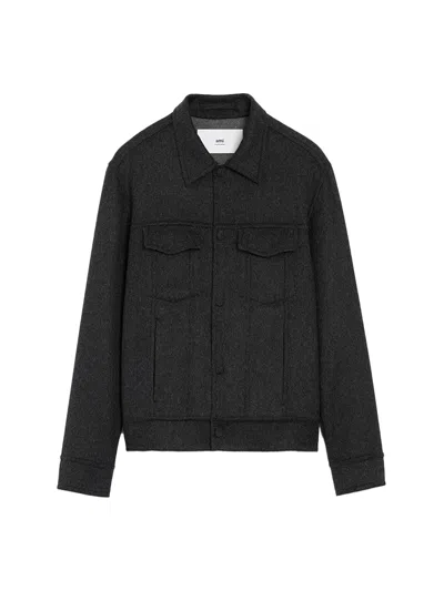 Ami Alexandre Mattiussi Adjustable Cuffs Chest Pockets Long Sleeves In Black