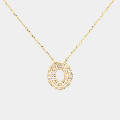Fashnzfab -o- Gold Dipped Cz Initial Monogram Pendant Necklace In Gold