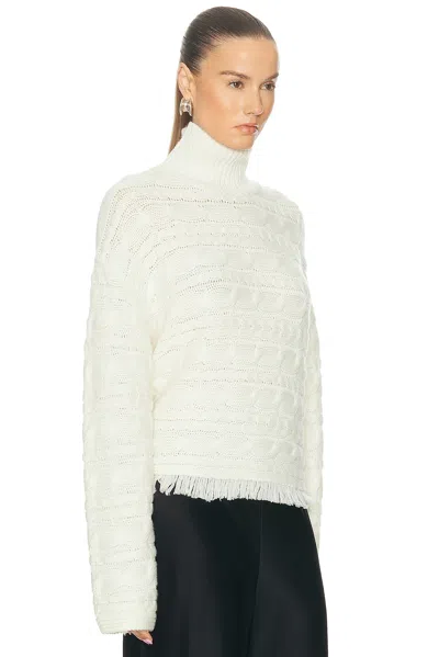 Guest In Residence Frayed Cable-knit Wool And Cashmere-blend Turtleneck Sweater In Neutral