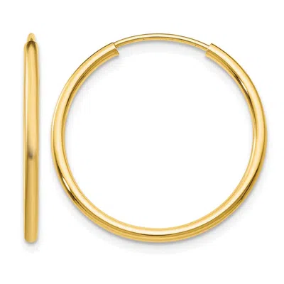 Diamond2deal 14k Gold 1.50mm Polished Round Hoop Earrings 20 Mm In Gold