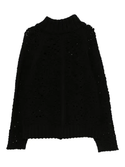 The Viridi-anne Mesh Zip-up Jumper In Black