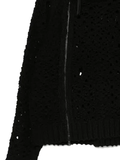 The Viridi-anne Mesh Zip-up Jumper In Black
