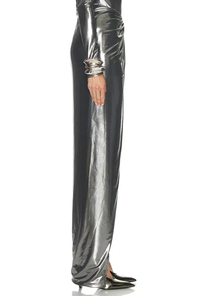 Laquan Smith Maxi Skirt With Draped Detail In Silver