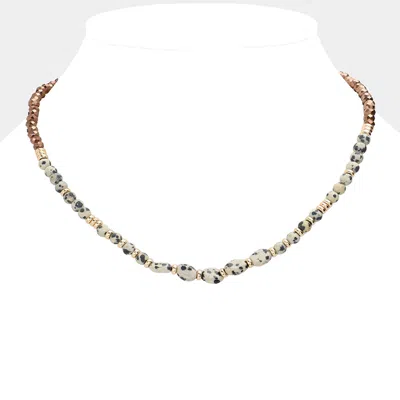 Fashnzfab Semi Precious Stone Faceted Beaded Necklace In Multi