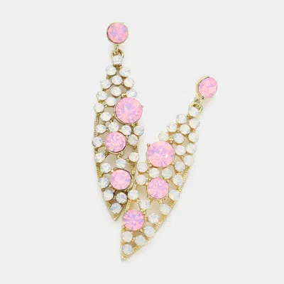 Fashnzfab Crystal Rhinestone Bubble Earrings - Pink In Gold
