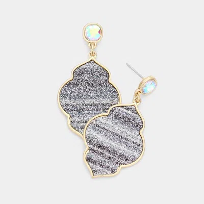 Fashnzfab Glittered Petal Dangle Earrings - Black In Multi