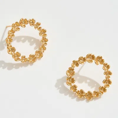 Fashnzfab 14k Gold Dipped Floral Wreath Stud Earrings - Gold In Gold