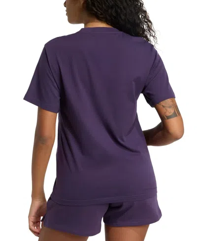 Adidas Originals Women's Cotton Metallic-logo Crewneck T-shirt In Blue