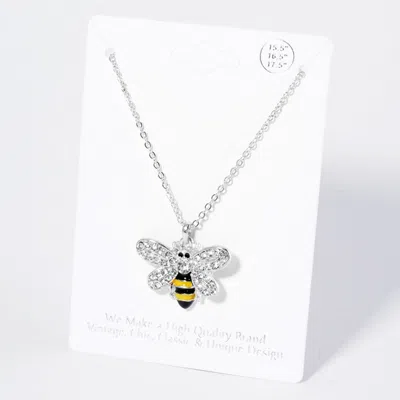 Fashnzfab Crystal Rhinestone Paved Enamel Honey Bee Pendant Necklace In Multi