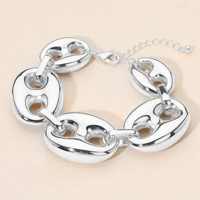 Fashnzfab Puffy Metal Mariner Link Statement Bracelet In Silver