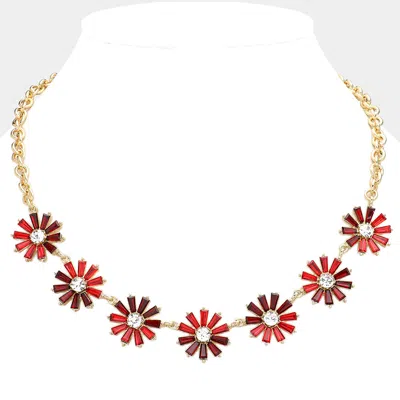 Fashnzfab Glass Stone Embellished Flower Cluster Link Necklace In Multi