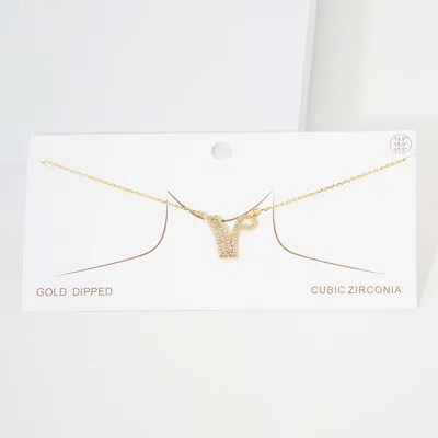 Fashnzfab -v- Cz Initial Monogram Pendant Necklace In Gold