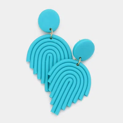 Fashnzfab Curved Polymer Clay Link Dangle Earrings - Turquoise In Blue