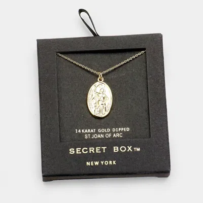 Fashnzfab Secret Box _ 14k Gold Dipped St. Joan Of Arc Pendant Necklace In Gold