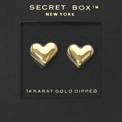 Fashnzfab Secret Box_14k Gold Dipped Heart Stud Earrings - Gold In Gold