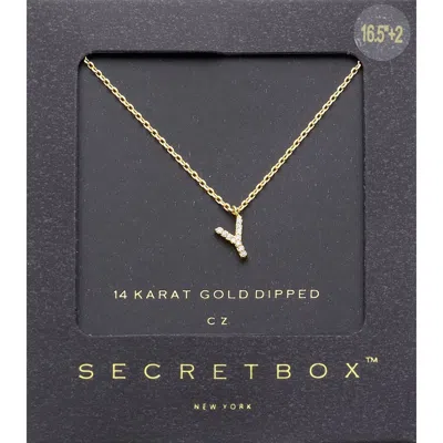 Fashnzfab -y- Secret Box _ 14k Gold Dipped Cz Initial Monogram Pendant Necklace In Gold
