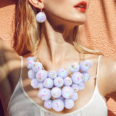 Fashnzfab Sequin Ball Statement Necklace In Multi